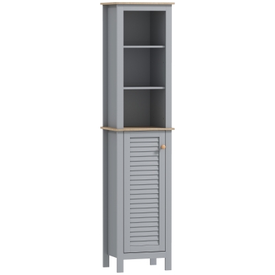 Kleankin Bathroom Storage Cabinet Grey 3 Tier Free Standing