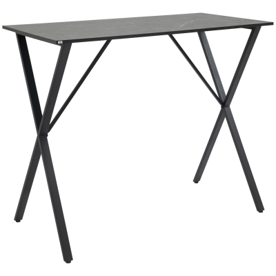 HOMCOM Bartresen Hocher Industriestil Marmoreffekt, Holz und Stahl 120x60x102 cm, Schwarz