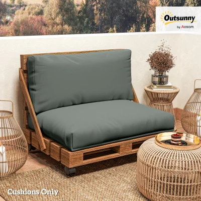 Outsunny Pallet Cushion 2-Piece Set Removable Seat Cushion Pallet Padding with Backrest 120 x 80 x 20 cm Dark Gray