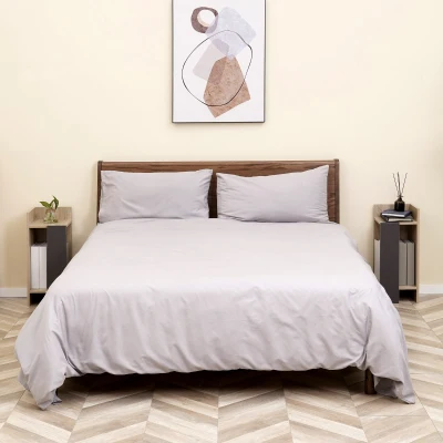 HOMCOM Nachttischset Modernes Grau mit Offener Ablage, 2 Stück aus Spanplatte für Schlafzimmer und Wohnzimmer, 27x25x60cm