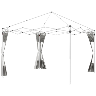 Outsunny Set 2 Seitenteile für Pavillon 3x6m und 3x3 m aus Oxford-Gewebe mit Fenstern und Reißverschlüssen, 295x195cm, Grau