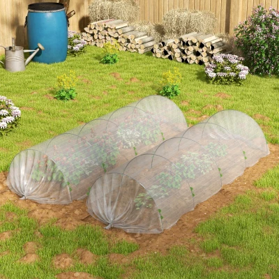 Outsunny Pflanzenschutznetz mit Flexible Bögen und Befestigungsclips, Weiß
