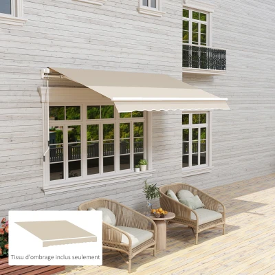 Outsunny Ersatzmarkise Markise Wellenlambrequin aus hochdichtem 280 g/m² UV-Schutz 2,82 x 2,4 m Creme