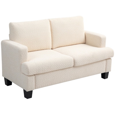 HOMCOM 2-Sitzer-Sofa 120 cm mit abnehmbaren Rückenkissen, Chenille-Stoff für Wohnzimmer, Schlafzimmer, Büro, beige