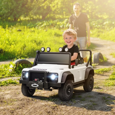 AIYAPLAY Coche Eléctrico para Niños con Licencia Land Rover 12V Control Remoto Sistema de Suspensión USB MP3 Faros Blanco