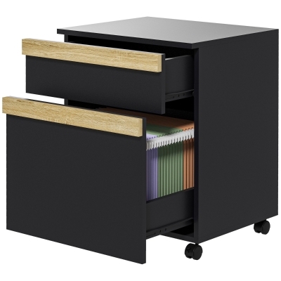 Vinsetto Caisson Bureau Roulettes 2 Tiroirs 48x40x59,5cm Noir