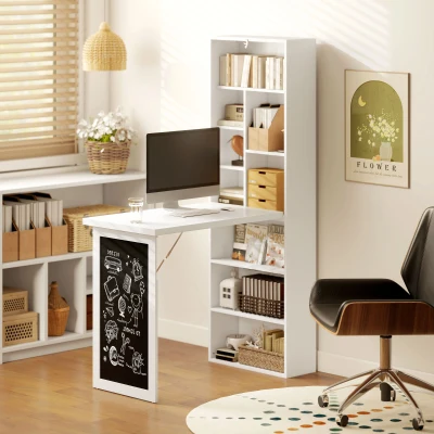 HOMCOM Bureau Mural Rabattable Blanc