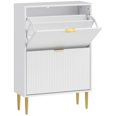 HOMCOM Meuble à Chaussures 12 Paires avec Tiroirs Blanc