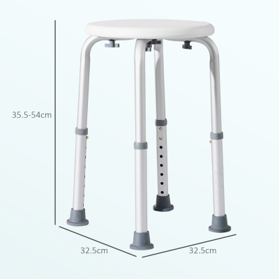 Scaun de Duș pentru Vârstnici, 34.2x34.2x34.8-52.3 cm, Alb