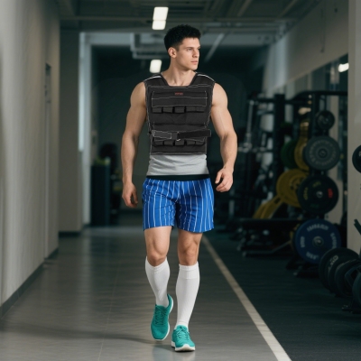 SPORTNOW Chaleco de Lastre Ajustable 20 kg con 20 Paquetes de Peso Banda Reflectante para Entrenamiento Fuerza Jogging Negro