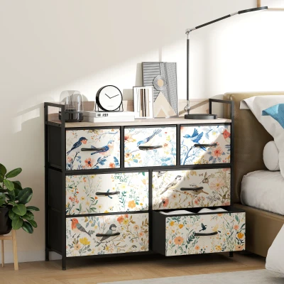HOMCOM 7-Drawer Chest Multicoloured