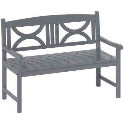 Outsunny Wooden 2-Seater Garden Bench Loveseat Grey