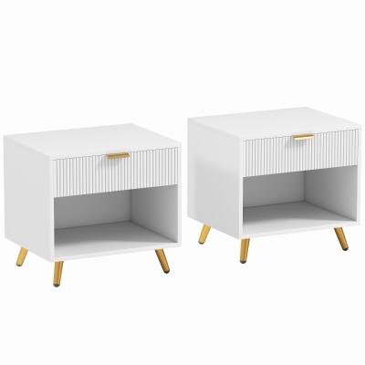 HOMCOM Bedside Cabinets Set of 2 with Drawer White