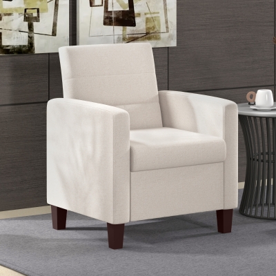 HOMCOM Sillón tapizado con apariencia de Lino espuma cojín del asiento marco de madera Crema