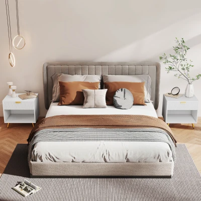 HOMCOM Bedside Cabinets Set of 2 with Drawer White