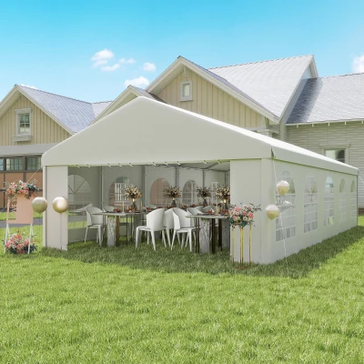 Outsunny Gazebo da Giardino 10x5m Pieghevole Pareti Rimovibili