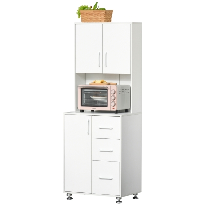 HOMCOM Modern Kitchen Cupboard White with 3 Drawers