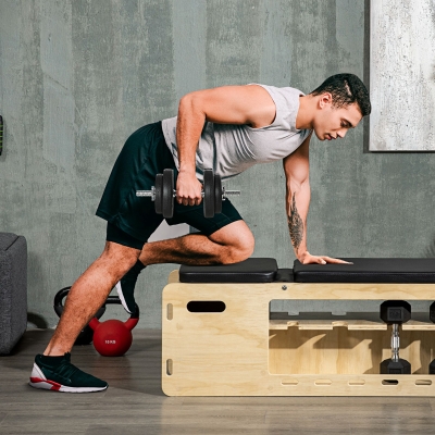HOMCOM Juego de Mancuernas Ajustables de 20kg con Discos de 2,5/1,5 kg y Barras de 2 kg para Gimnasio en Casa