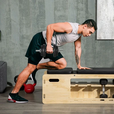 HOMCOM Juego de Mancuernas Ajustables de 20kg con Discos de 2,5/1,5 kg y Barras de 2 kg para Gimnasio en Casa