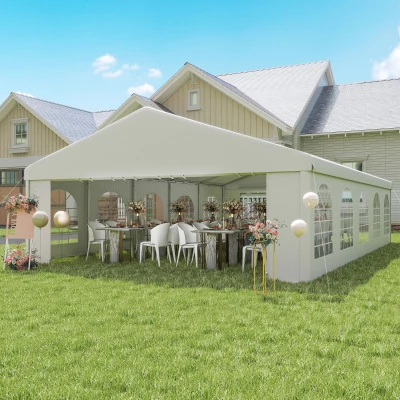 Outsunny Gazebo da Giardino 10x6m Pieghevole e Pareti Rimovibili