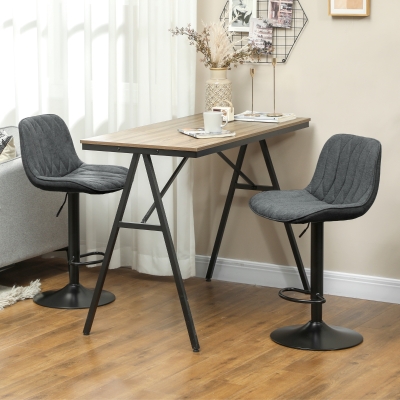 HOMCOM Swivel Bar Stools Set of 2 Linen Grey