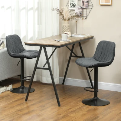 HOMCOM Swivel Bar Stools Set of 2 Linen Grey