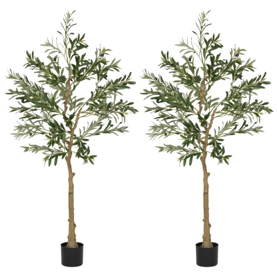 HOMCOM Set of 2 Artificial Olive Trees 150cm Indoor Decor