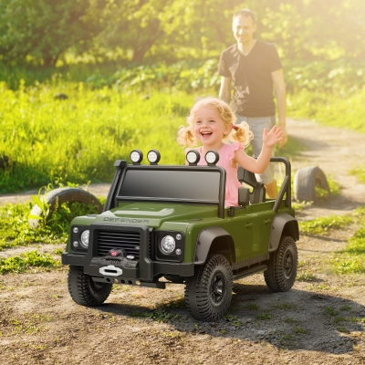 AIYAPLAY Coche Eléctrico para Niños, Funcionamiento con Batería de 12V, Control Remoto, Función de Música, Bocina, Luces LED, Verde