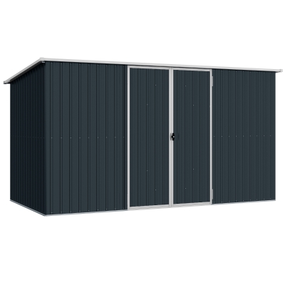 Outsunny Galvanised Steel Garden Storage Shed Grey 11x5.6ft