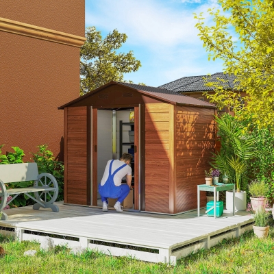 Outsunny Garden Storage Shed Sliding Door Wood Effect Brown
