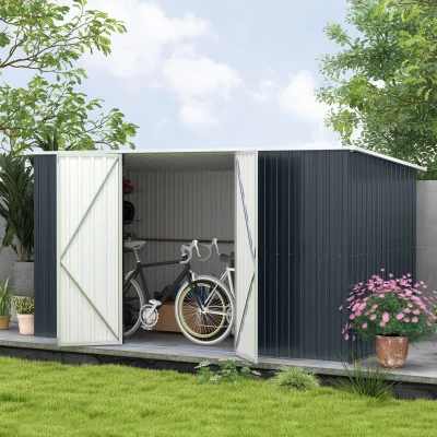 Outsunny Galvanised Steel Garden Storage Shed Grey 11x5.6ft