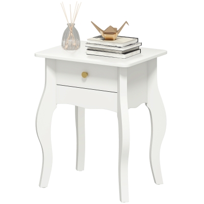 HOMCOM Table Basse Style Français avec Tiroir, 45x35x55 cm Blanc