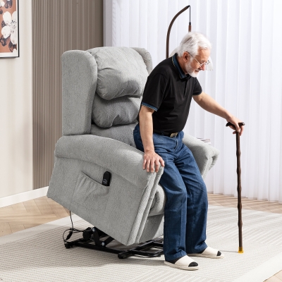 HOMCOM Velvet Power Lift Recliner Chair Grey