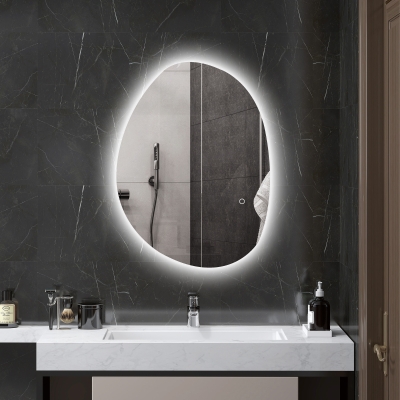 HOMCOM Specchio da Bagno 70x5x50cm Argento