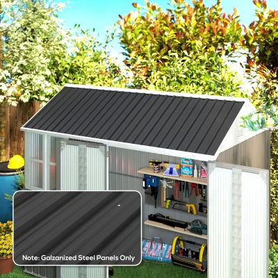 Outsunny Steel Roof Sheet Panels Set of 12 - Black