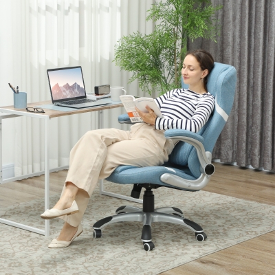 Vinsetto Office Chair Linen-Look Adjustable Height Blue
