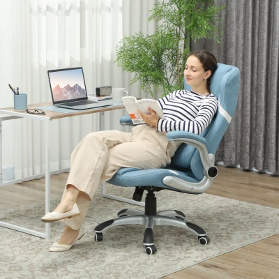 Vinsetto Office Chair Linen-Look Adjustable Height Blue