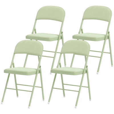 HOMCOM Lot de 4 Chaises Pliantes Velours Vert Cadre Acier