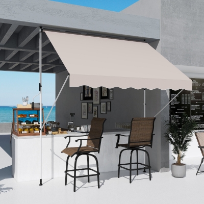Outsunny Toldo Manual Retráctil 300x150x170-280 cm con Altura Ajustable Manivela y Protección Solar para Terraza Beige