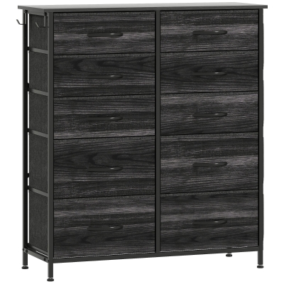 HOMCOM Chest of Ten Fabric Drawers - Black