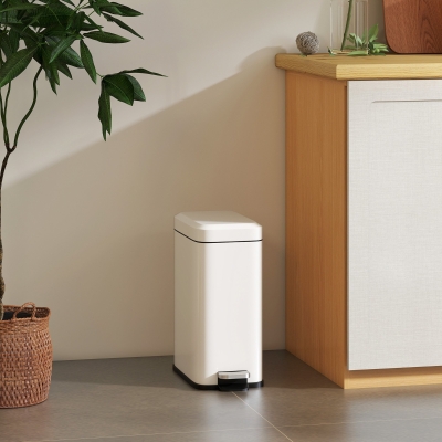 HOMCOM 5L Compact Bin Steel Quiet-Close Lid White