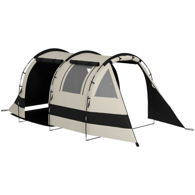 Outsunny Four Man Two Room Tent with Accessories Khaki