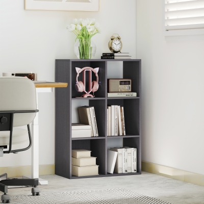 HOMCOM 6-Cube Bookshelf Grey