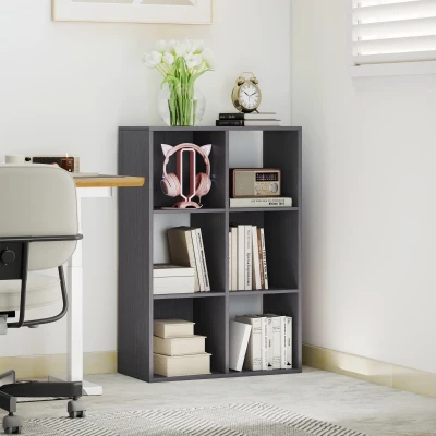 HOMCOM 6-Cube Bookshelf Grey