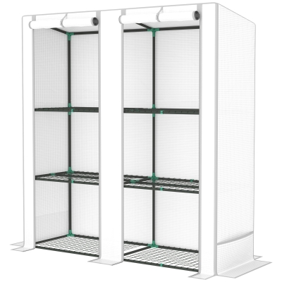 Outsunny Serre Extérieur 3 Étagères Acier 144x48x152 cm Blanc