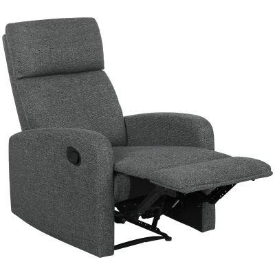 HOMCOM Relaxfauteuil, verstelbare ligstoel met aanpasbare voetensteun, moderne woonkamerstoel met stoffen bekleding, Grijs
