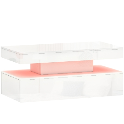 HOMCOM LED Coffee Table with Storage High Gloss White