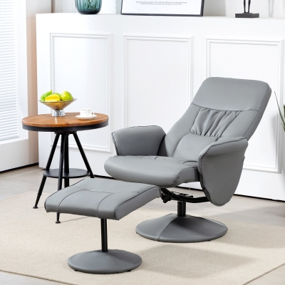 HOMCOM Ensemble 2 Fauteuils Relax Gris Clair Réglable Inclinable