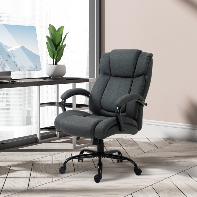 Vinsetto Fotel biurowy, Ergonomiczny fotel biurowy, Fotel obrotowy z wyściełanym podłokietnikiem, do 220 kg, Szary
