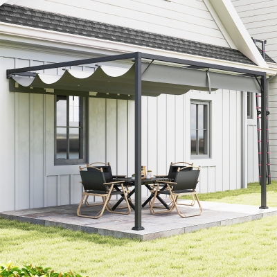 Outsunny Outdoor Pergola Retractable Canopy Grey 3x3m